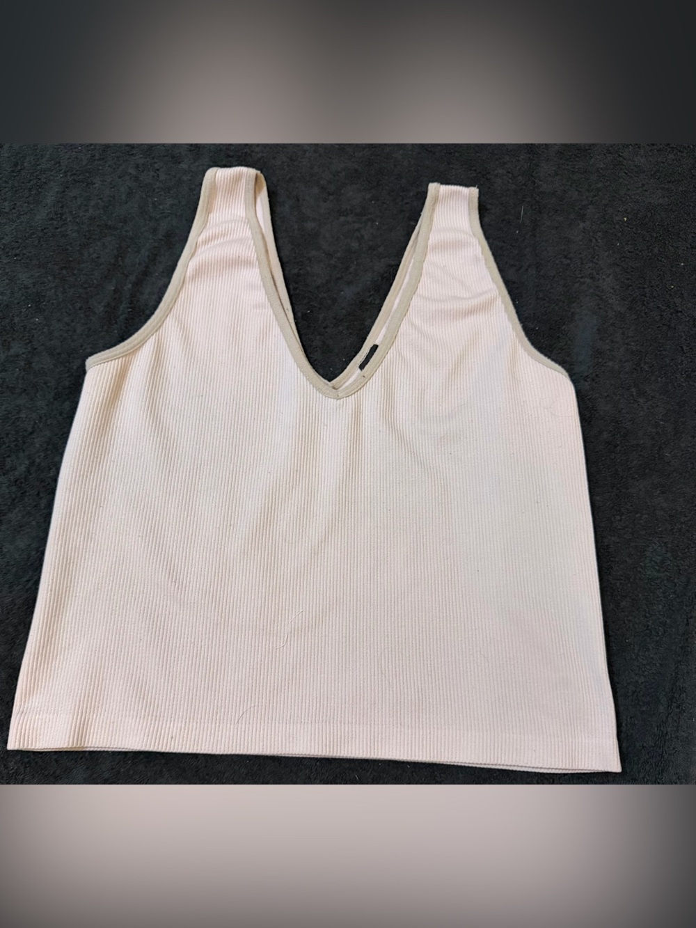 Women's Ribbed V-Neck Tank Top - Cream
